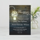 メイスン白熱［赤熱］光を放つジャイルライツフローラの結婚素朴な 招待状 (スタンド正面)