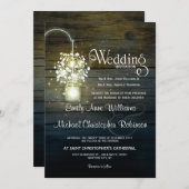 メイスン白熱［赤熱］光を放つジャイルライツフローラの結婚素朴な 招待状 (正面/裏面)