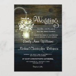 メイスン白熱［赤熱］光を放つジャイルライツフローラの結婚素朴な 招待状