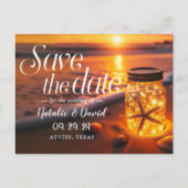 メイスン白熱［赤熱］光を放つジャールサンセットビーチ日付を保存 案内ポストカード (正面)