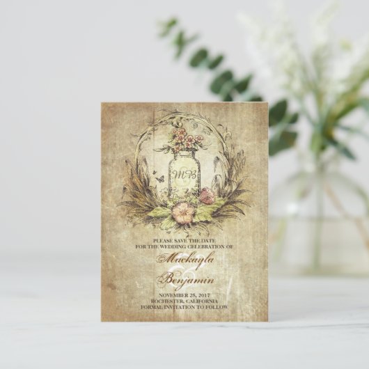 メイスン素朴のjarヴィンテージは日付はがきを保存する 案内ポストカード (スタンド正面)