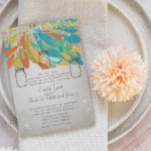 メイスン素朴ジャイルイエローオレンジターコイズフェアユタレ 招待状