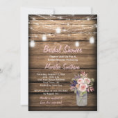 メイスン素朴ジャイルフラワーズバーンブライダルシャワー 招待状 (正面)