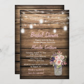 メイスン素朴ジャイルフラワーズバーンブライダルシャワー 招待状 (正面/裏面)