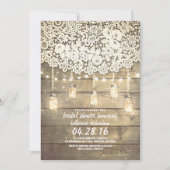 メイスン素朴ジャイルライツレースウッドブライダルシャワー 招待状 (正面)