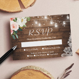 メイスン素朴ジャイルライト赤面フローラレース結婚ズ 出欠カード