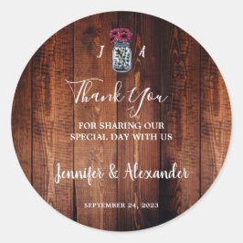 メイスン素朴ジャモノグラムのバ結婚ンドウッド ラウンドシール