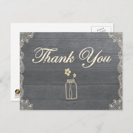 メイスン素朴ジャーありがとうポストカード ポストカード (正面/裏面)