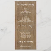 メイスン素朴ジャーとヒマワリの結婚式 プログラム (裏面)