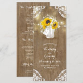 メイスン素朴ジャーとヒマワリの結婚式 プログラム (正面/裏面)