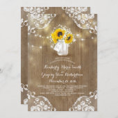 メイスン素朴ジャーとヒマワリ婚約パーティ 招待状 (正面/裏面)