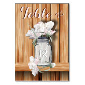 メイスン素朴ジャーとピンク牡丹テーブルカード テーブルナンバー (正面)