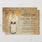 メイスン素朴ジャーとワイルドフラワーのデイジー 招待状 (正面/裏面)