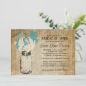 メイスン素朴ジャーとワイルドフラワーのデイジー 招待状 (スタンド正面)