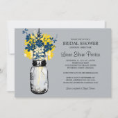 メイスン素朴ジャーとワイルドフラワーのブライダルシャワー 招待状 (正面)