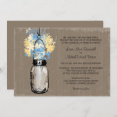 メイスン素朴ジャーとワイルドフラワー結婚ズ 招待状 (正面/裏面)