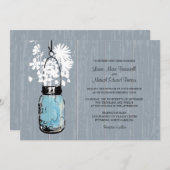 メイスン素朴ジャーとワイルドフラワー結婚ズ 招待状 (正面/裏面)