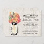 メイスン素朴ジャーとワイルドフラワー 招待状 (正面/裏面)