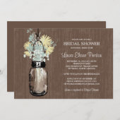 メイスン素朴ジャーとワイルドフラワー 招待状 (正面/裏面)