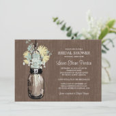 メイスン素朴ジャーとワイルドフラワー 招待状 (スタンド正面)