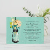メイスン素朴ジャーとワイルドフラワー 招待状 (スタンド正面)
