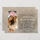 メイスン素朴ジャーと写真ウェディングシャワー 招待状 (正面/裏面)