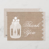 メイスン素朴ジャーと花Burlap A06 ポストカード (正面/裏面)