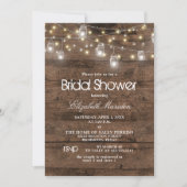 メイスン素朴ジャーのストリングライトブライダルシャワー 招待状 (正面)