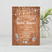 メイスン素朴ジャーのストリングライトブライダルシャワー 招待状 (スタンド正面)
