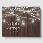 メイスン素朴ジャーのストリングラ結婚イトのゲストブック ゲストブック (正面)