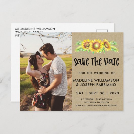 メイスン素朴ジャーのヒマワリが日付を保存 案内ポストカード (正面/裏面)