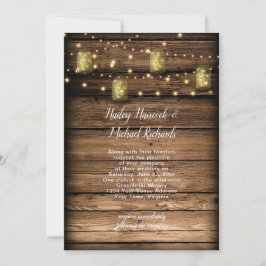 メイスン素朴ジャーのホタルのストリングライト 招待状