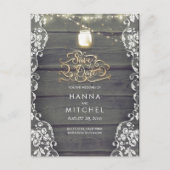 メイスン素朴ジャーのライトウッドレース日付を保存 案内ポストカード (正面)