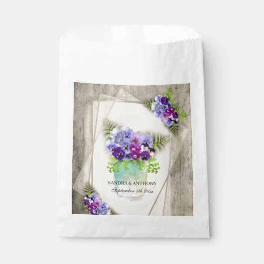 メイスン素朴ジャーの幾何学的な結婚パンジー フェイバーバッグ (正面)