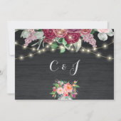 メイスン素朴ジャーの弦のライトブルゴーニュ結婚ズ セーブザデート (裏面)