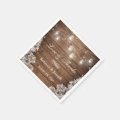 メイスン素朴ジャーの弦ライツレースの愛感謝してい スタンダードカクテルナプキン (角)