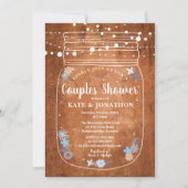 メイスン素朴ジャーの弦ライトカップルのシャワー 招待状