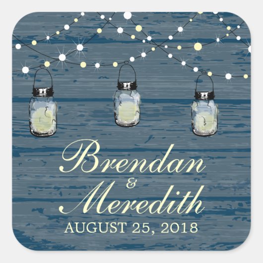 メイスン素朴ジャーの灯りの列 スクエアシール (正面)
