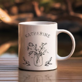 メイスン素朴ジャーの花パーソナライズされた コーヒーマグカップ
