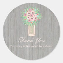 メイスン素朴ジャーの赤ちゃんシャワーステッカーの花