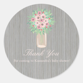 メイスン素朴ジャーの赤ちゃんシャワーステッカーの花 ラウンドシール