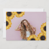 メイスン素朴ジャーひまわり写真卒業 招待状 (裏面)