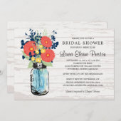 メイスン素朴ジャーガーベラデイジーブライダルシャワー 招待状 (正面/裏面)