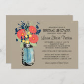 メイスン素朴ジャーガーベラデイジーブライダルシャワー 招待状 (正面/裏面)