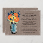 メイスン素朴ジャーガーベラデイジーブライダルシャワー 招待状 (正面/裏面)