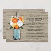 メイスン素朴ジャーガーベラデイジーブライダルシャワー 招待状 (正面/裏面)