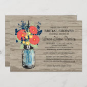 メイスン素朴ジャーガーベラデイジーブライダルシャワー 招待状 (正面/裏面)