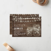 メイスン素朴ジャースがEnvで結婚式の招待を点灯。 ノートカード (正面/裏面インサイチュ)