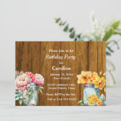 メイスン素朴ジャースとフラワーズバーンバースデーパーティー 招待状 (スタンド正面)