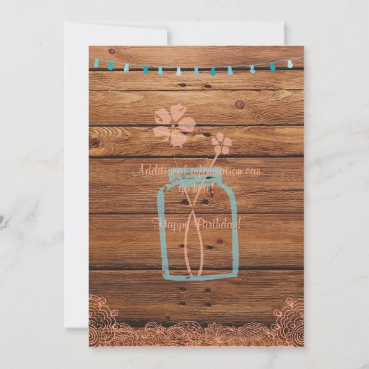 メイスン素朴ジャースイーツ16誕生日招待状 招待状 (裏面)